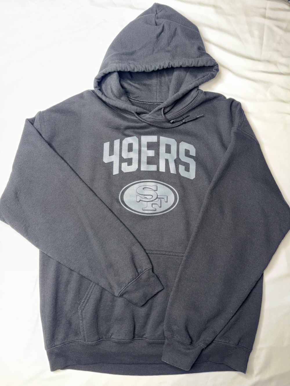 San Francisco 49ers NFL Team Apparel Pullover Hoodie Black Gray Tonal Large